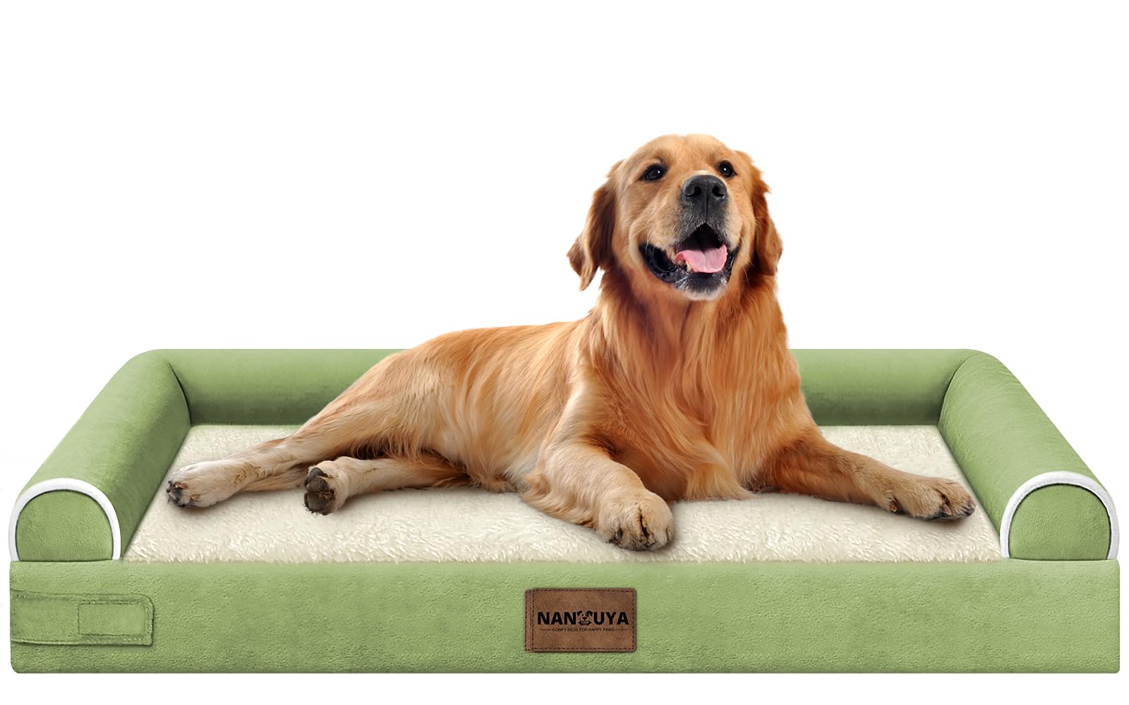 Cama NANUYA para perros grandes, vista superior, funda removible para limpieza rápida.