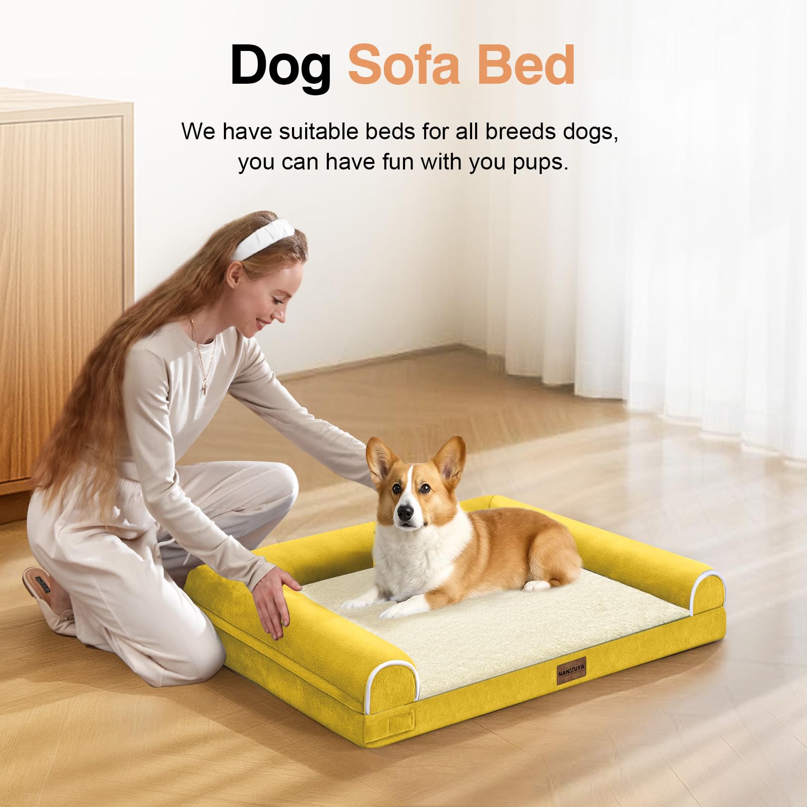 Cama NANUYA con superficie impermeable que protege la espuma.