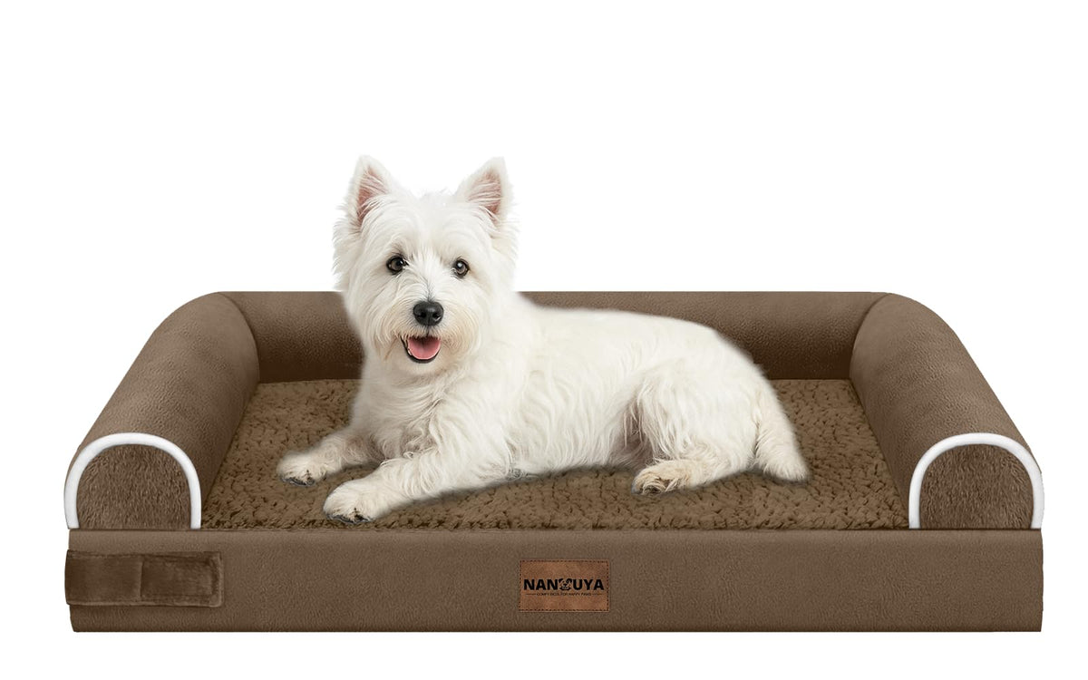 Cama NANUYA ortopédica para perros medianos, superficie suave e impermeable.