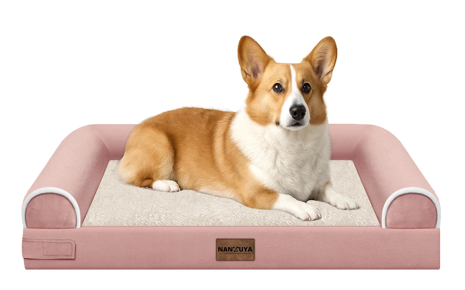 Cama para perro NANUYA ortopédica rosa con soporte para articulaciones