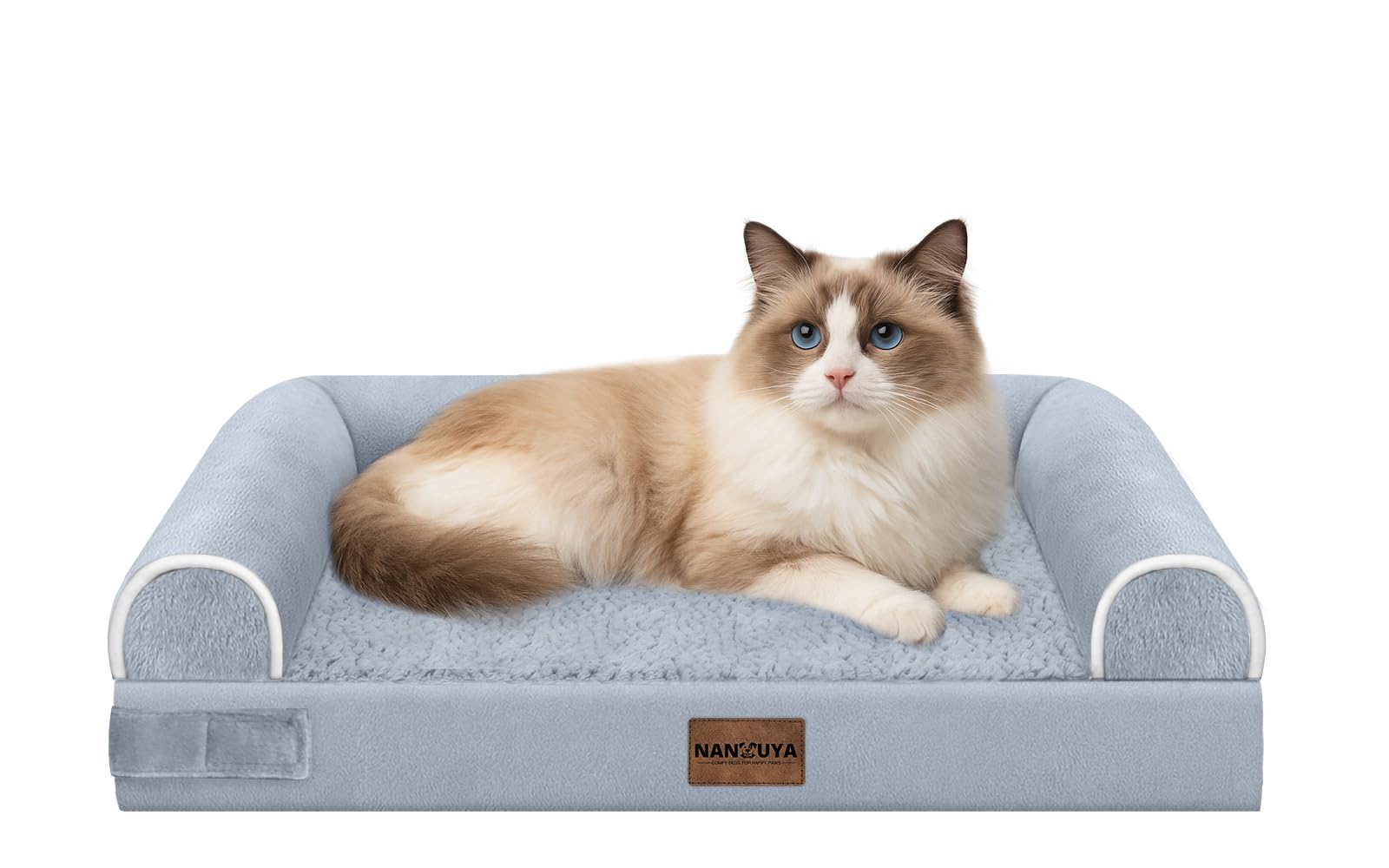 Cama NANUYA para perro pequeño con espuma tipo huevo y soporte ortopédico.