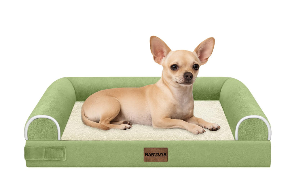 NANUYA cama ortopédica para perros pequeños, color verde césped, ofrece soporte cómodo