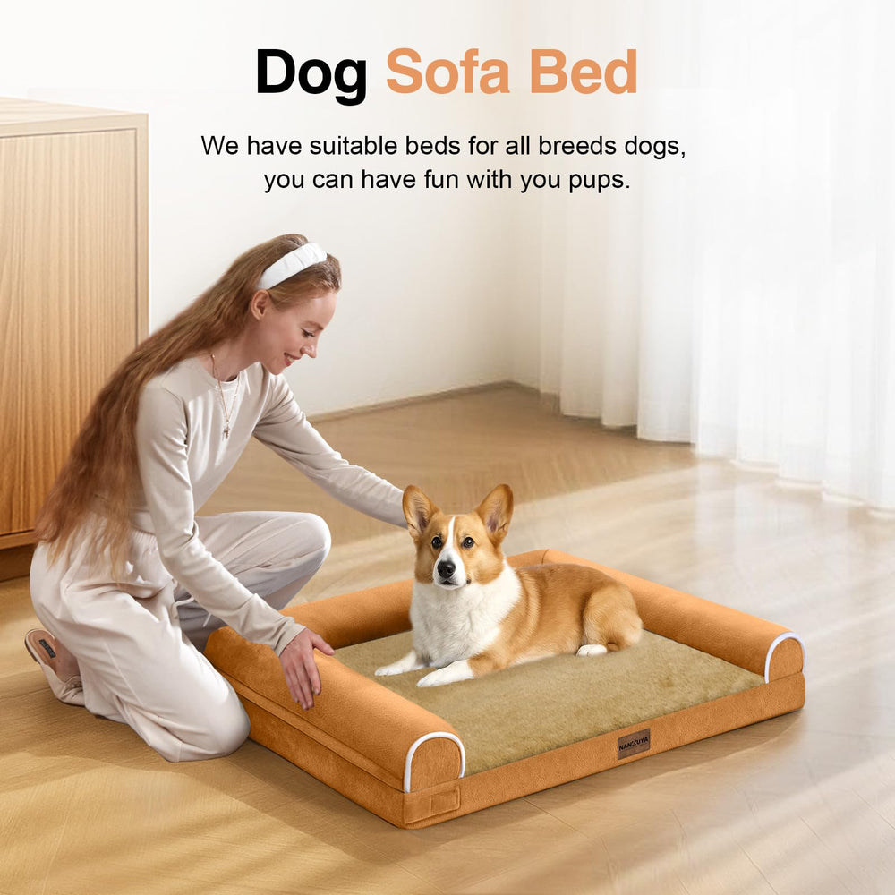 Cama NANUYA con respaldo 3 lados para mayor comodidad al dormir.