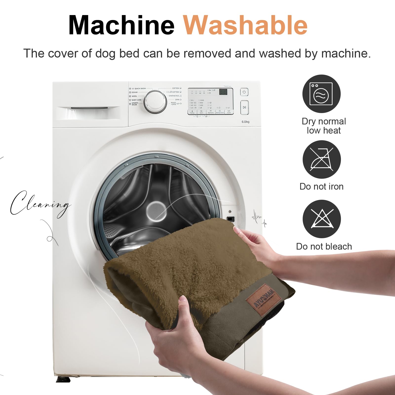 Funda desmontable con cremalleras facilita el lavado y mantenimiento.