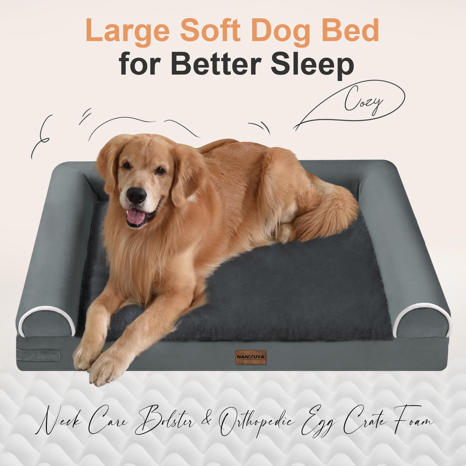 NANUYA funda removible e impermeable para cama de perro XL, limpieza sencilla