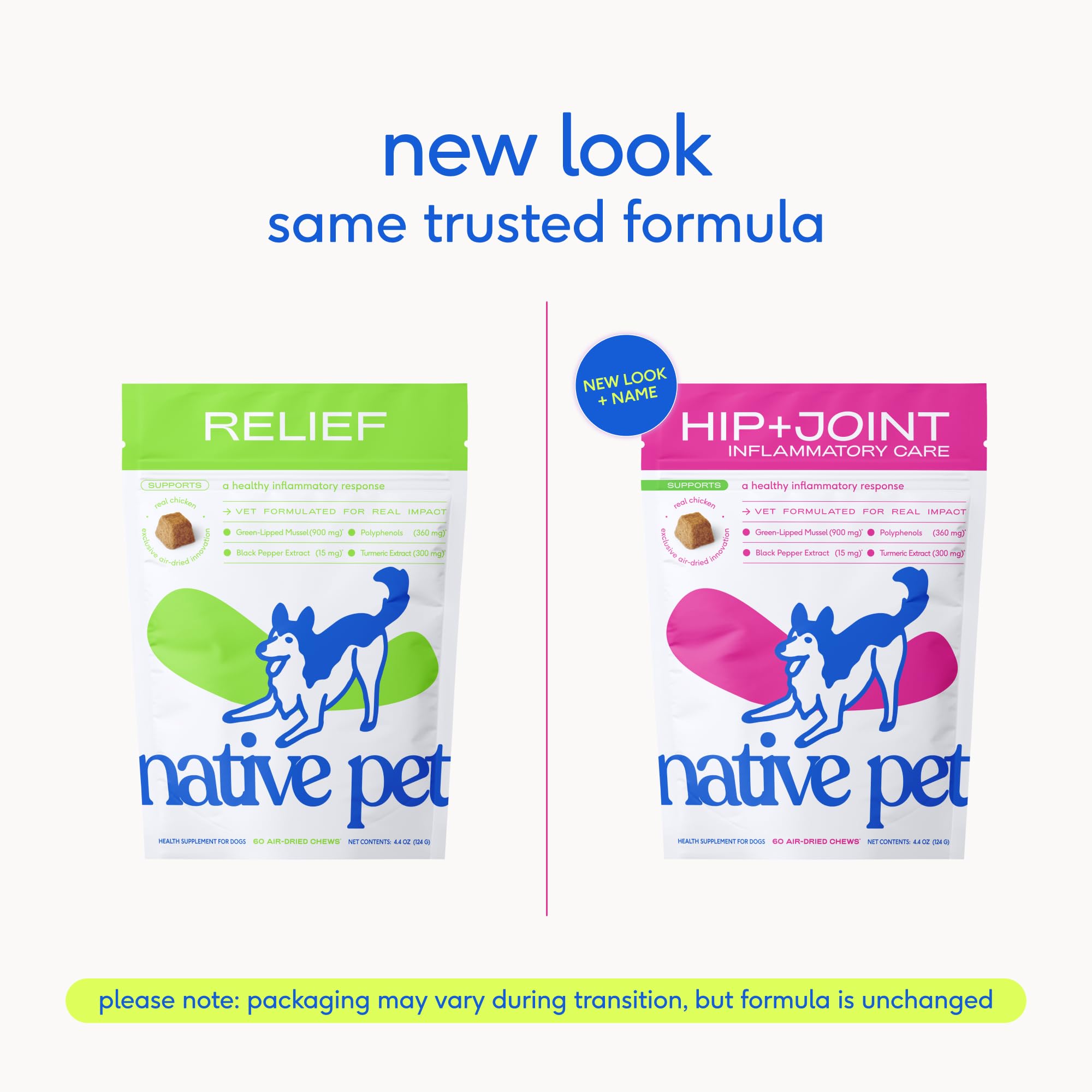 Native Pet articulaciones saludables para perros masticables.