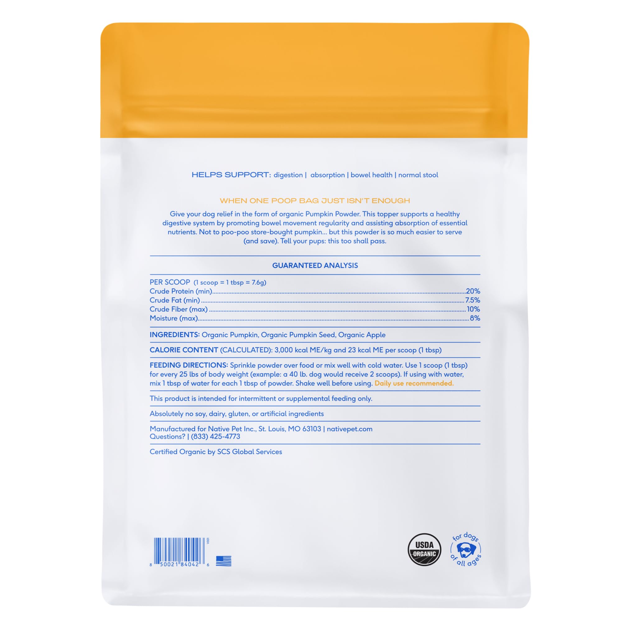Native Pet calabaza para perros: apto para todas las razas y edades