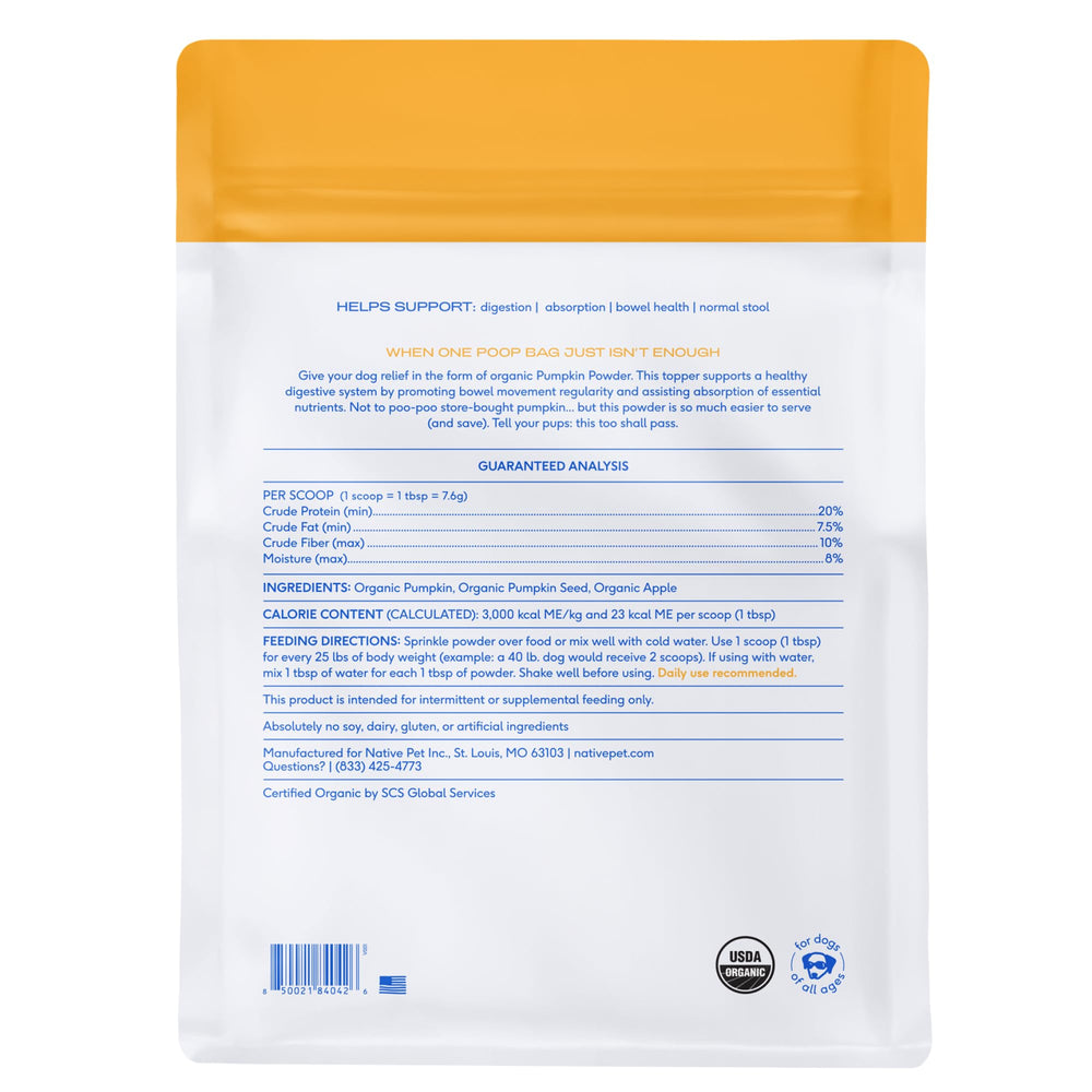 Native Pet calabaza para perros: apto para todas las razas y edades