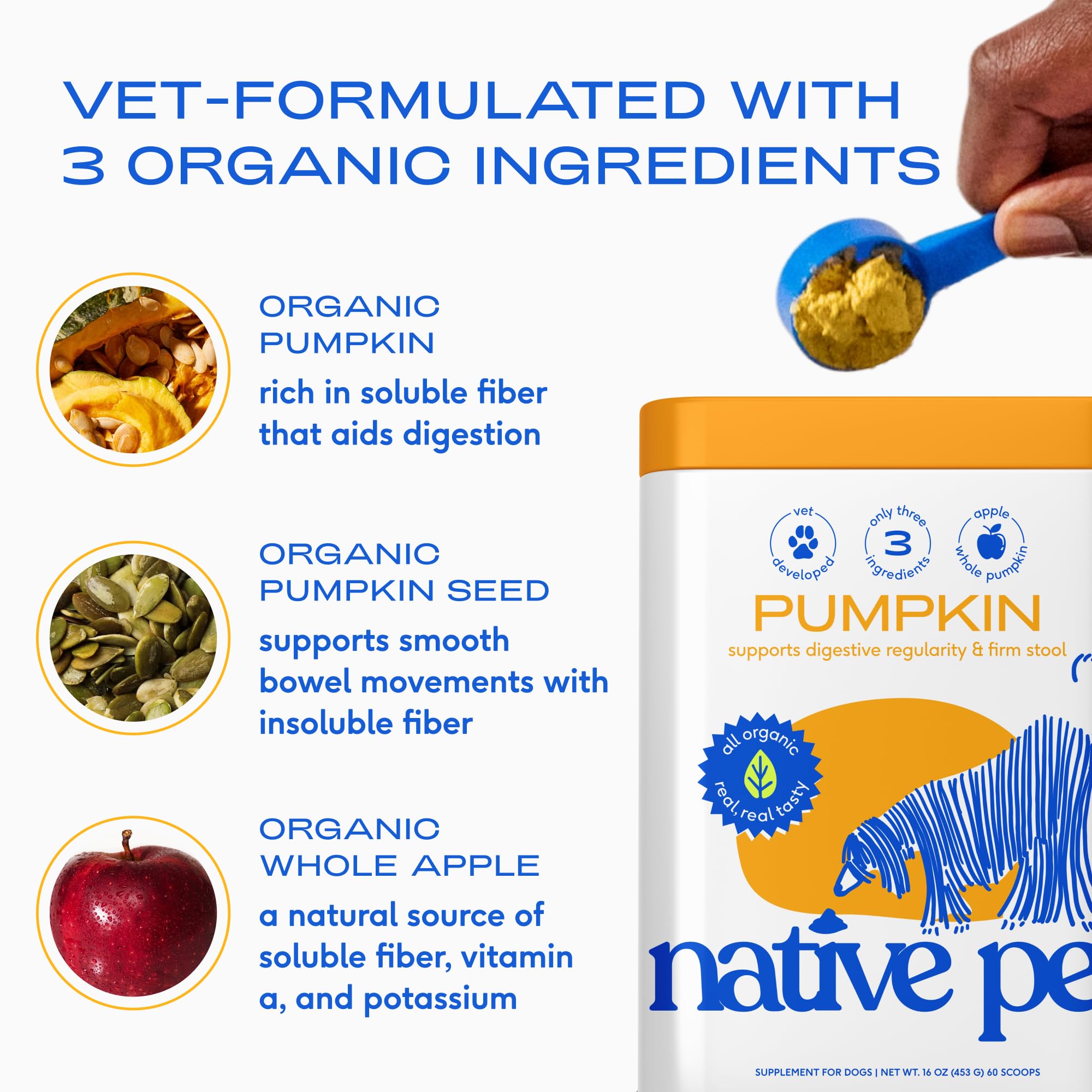 Native Pet calabaza para perros: ingredientes orgánicos para fibra natural