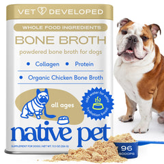 Native Pet caldo de hueso de pollo en polvo, sabor agradable para hidratar a la mascota