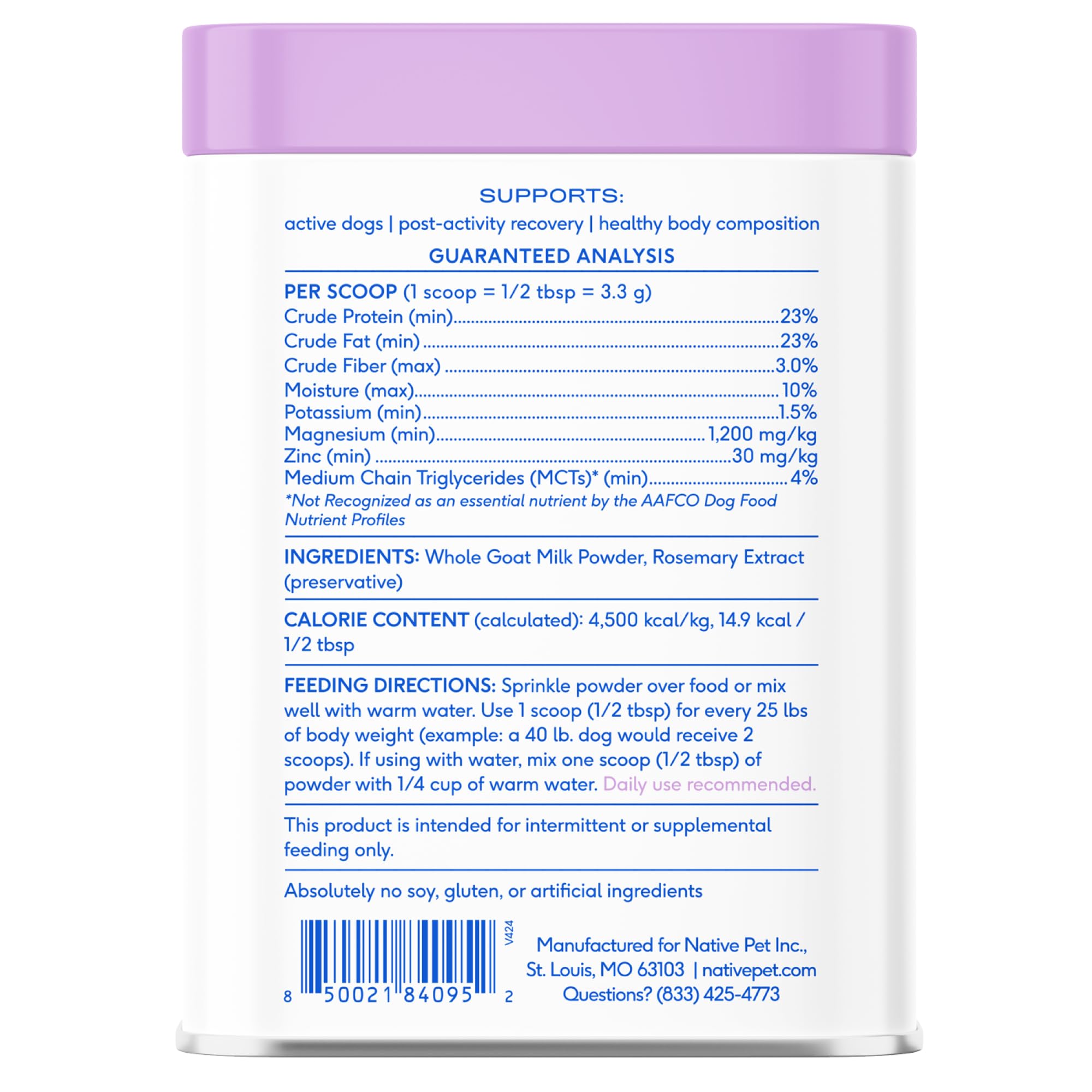 Native Pet producto de alta calidad, elaborado en Estados Unidos, pureza y seguridad.