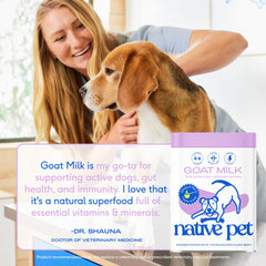 Native Pet envase lata leche cabra conserva frescura, calidad y facilidad de almacenamiento.