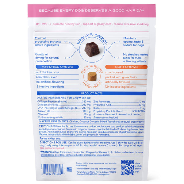 Native Pet Omega Skin Coat apto para todas las razas y edades.