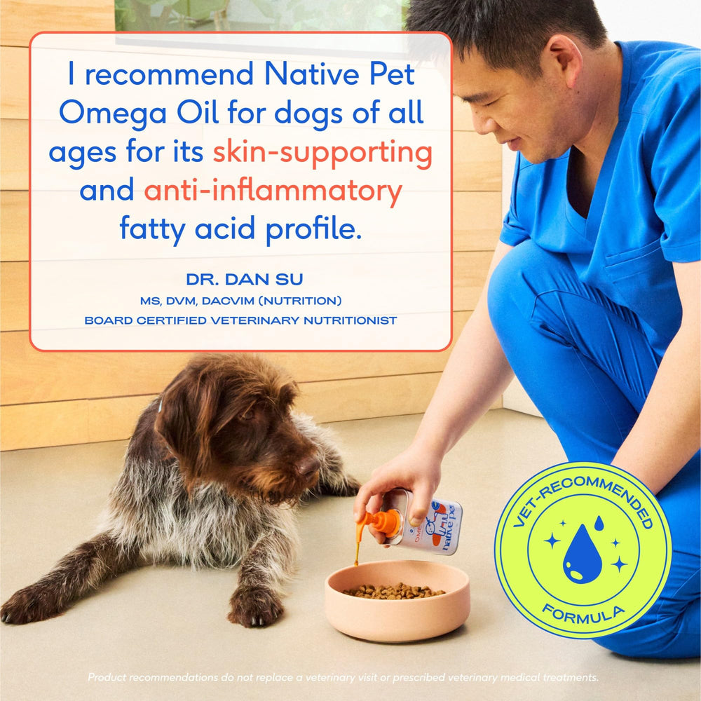 Native Pet Omega 3 se puede mezclar con la comida para facilitar su adopción.