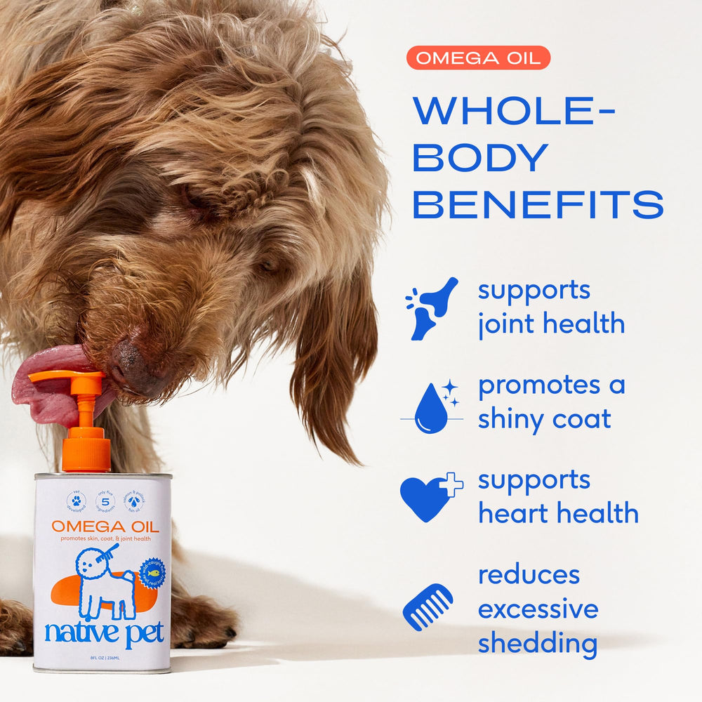 Native Pet Omega 3, dosificador fácil de usar para administrar con rapidez.