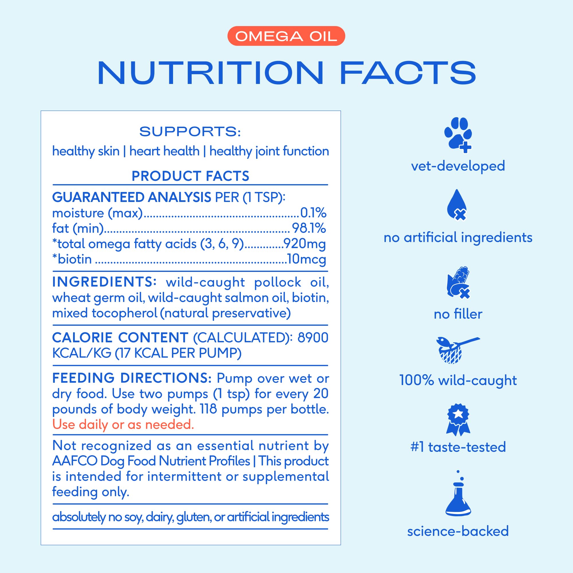 Native Pet Omega 3 con salmón salvaje de Alaska, etiqueta clara.