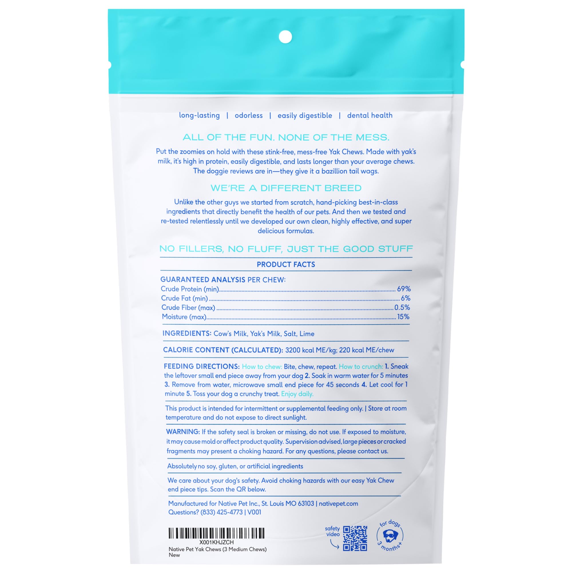 Native Pet Yak Cheese Himalayan: pack de 3 unidades para mayor valor.