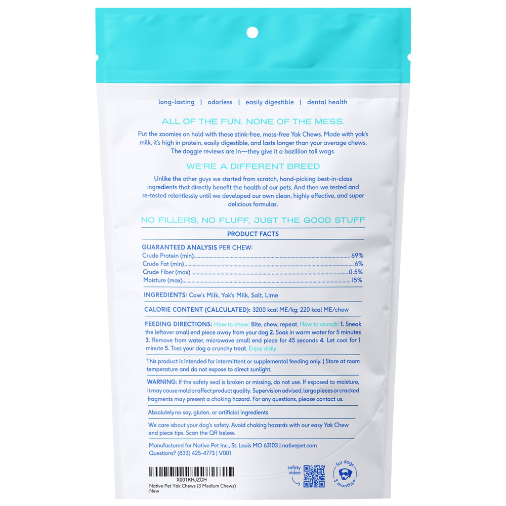 Native Pet Yak Cheese Himalayan: pack de 3 unidades para mayor valor.