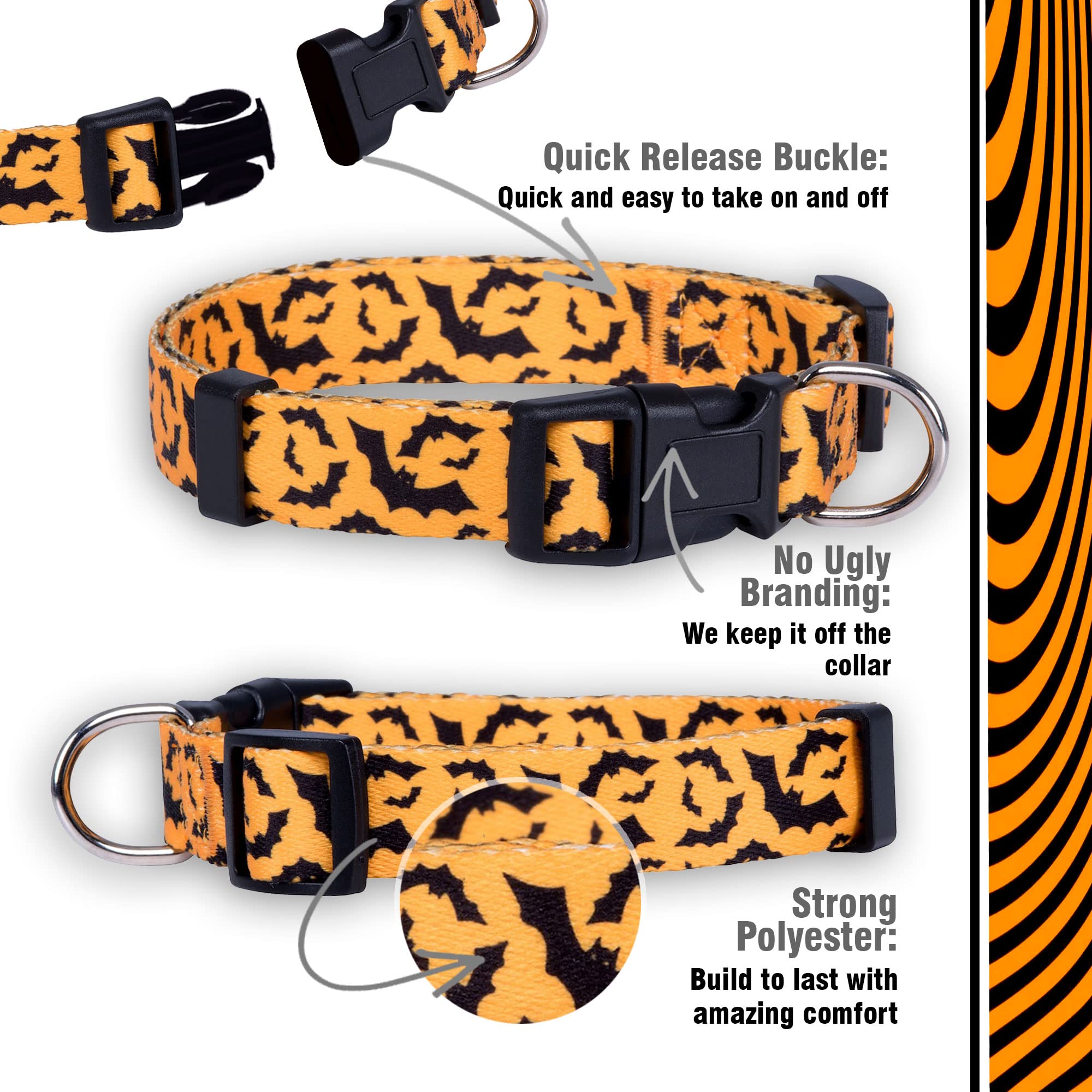 Native Pup collar con acabado reflectante para mayor visibilidad nocturna.