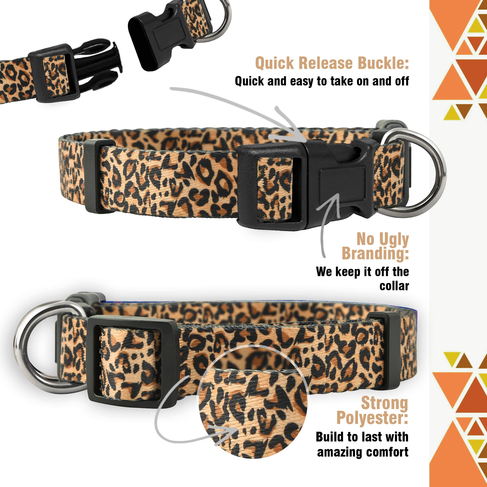 Collar Native Pup duradero de poliéster con anilla de metal para seguridad