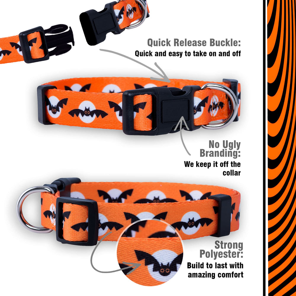 Native Pup collar Halloween murcielago: diseño real y duradero para uso diario.