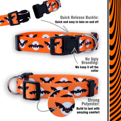 Native Pup collar Halloween murcielago: diseño real y duradero para uso diario.