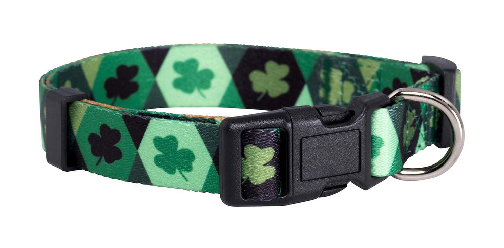 Collar Native Pup San Patricio verde con trébol, ideal para fiestas temáticas.