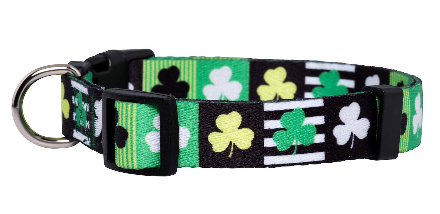 Native Pup collar verde Shamrock, sujeción segura con anilla en D de metal