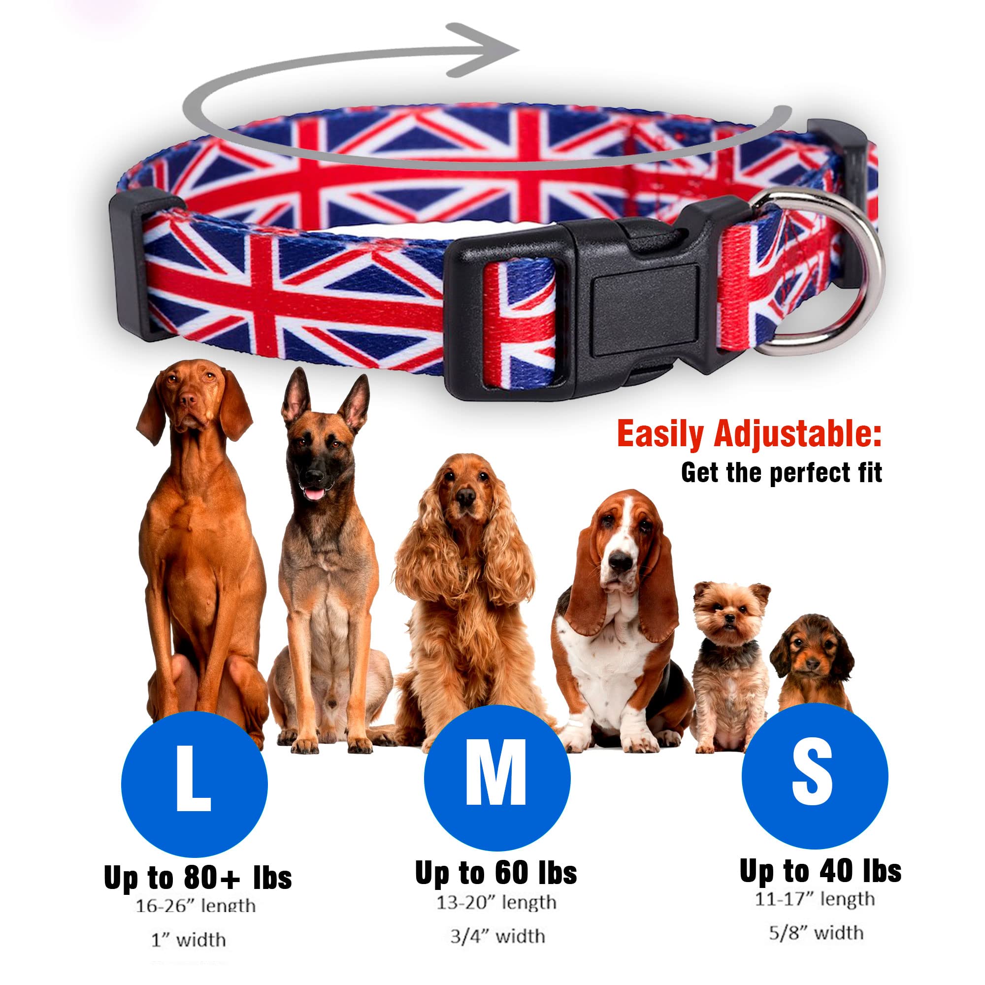 Collar resistente de poliéster Native Pup Union Jack para paseos diarios.