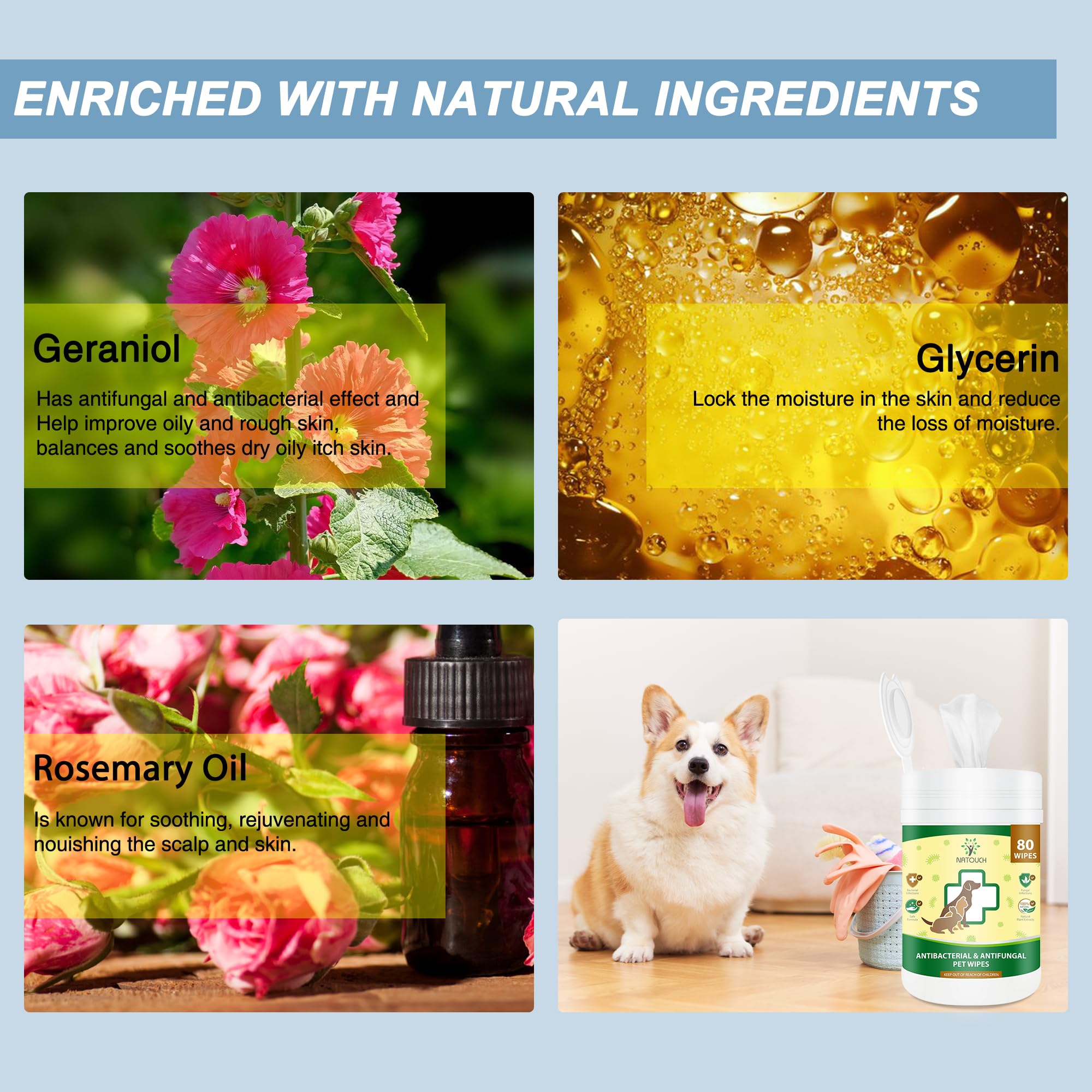 Natouch: toallitas con geraniol y romero, aroma agradable y cuidado diario