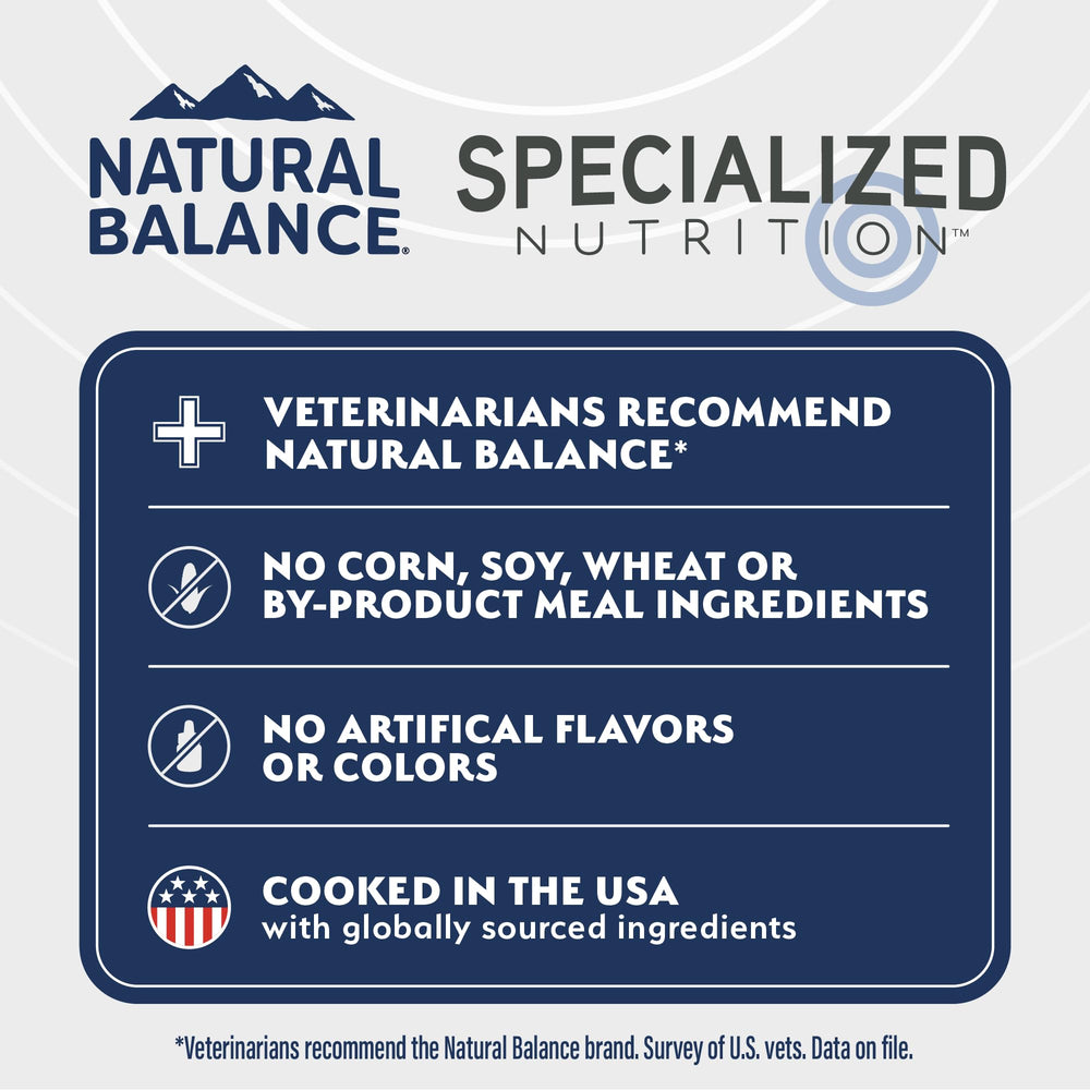 Natural Balance fórmula para estómagos sensibles con avena y calabaza.