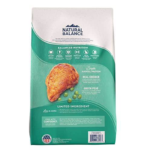 Natural Balance Etiqueta Sin Granos, destaca pollo como proteína principal.