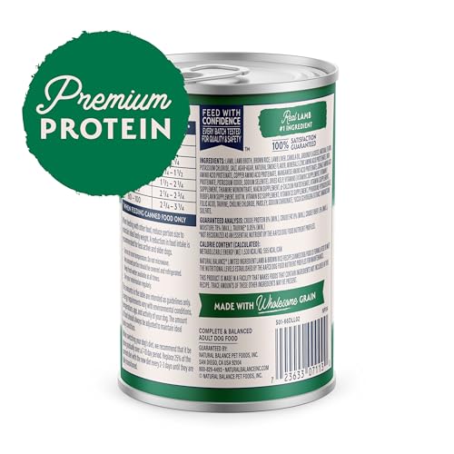 Etiqueta Natural Balance sin soja ni gluten para perros sensibles.