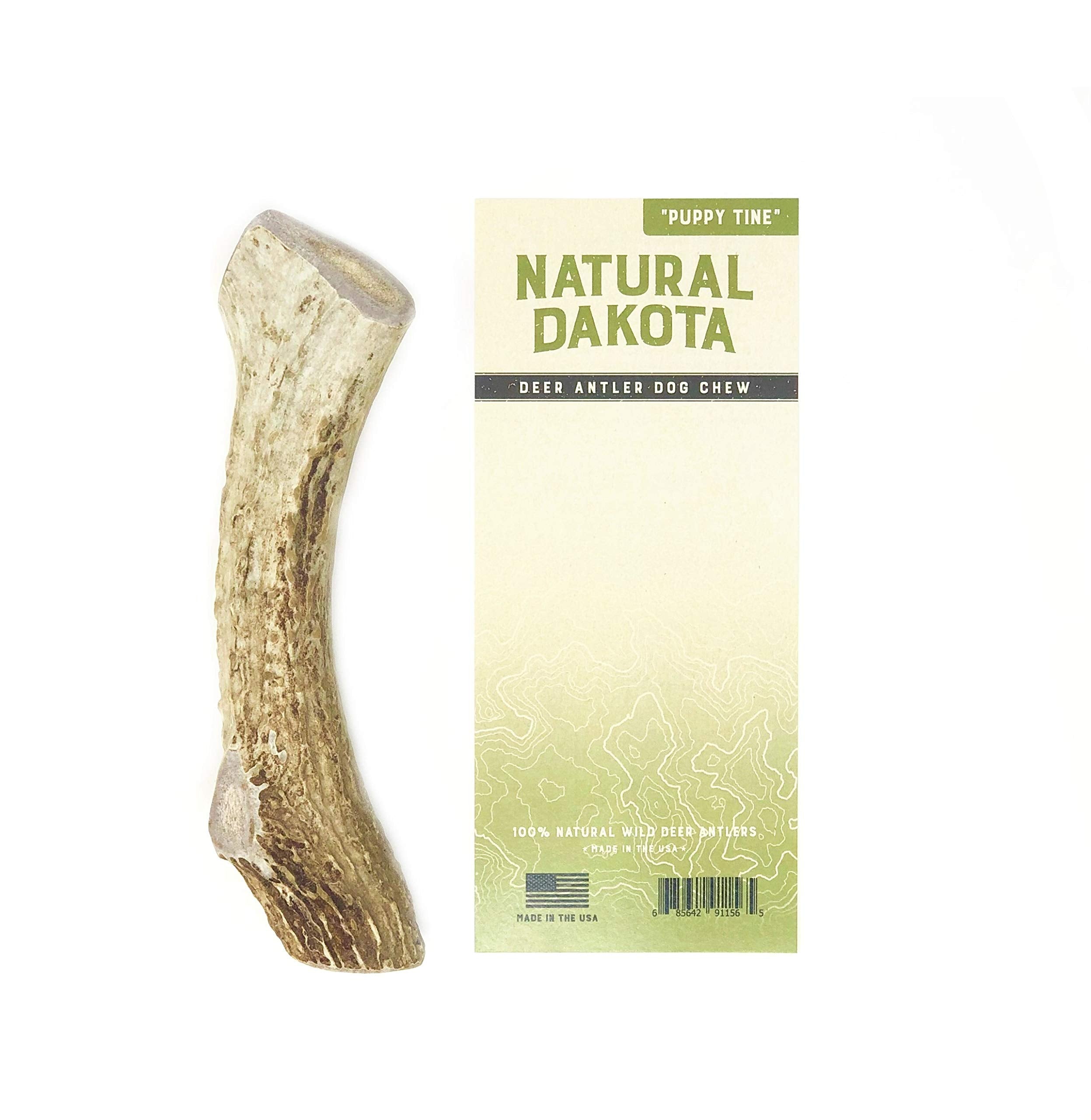 Natural Dakota Premium Asta de ciervo masticable mediana para cachorros, duradera y natural.