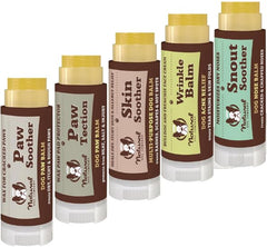 Natural Dog Co juego-balsamos-curativos: conjunto para cuidado de la piel canina.