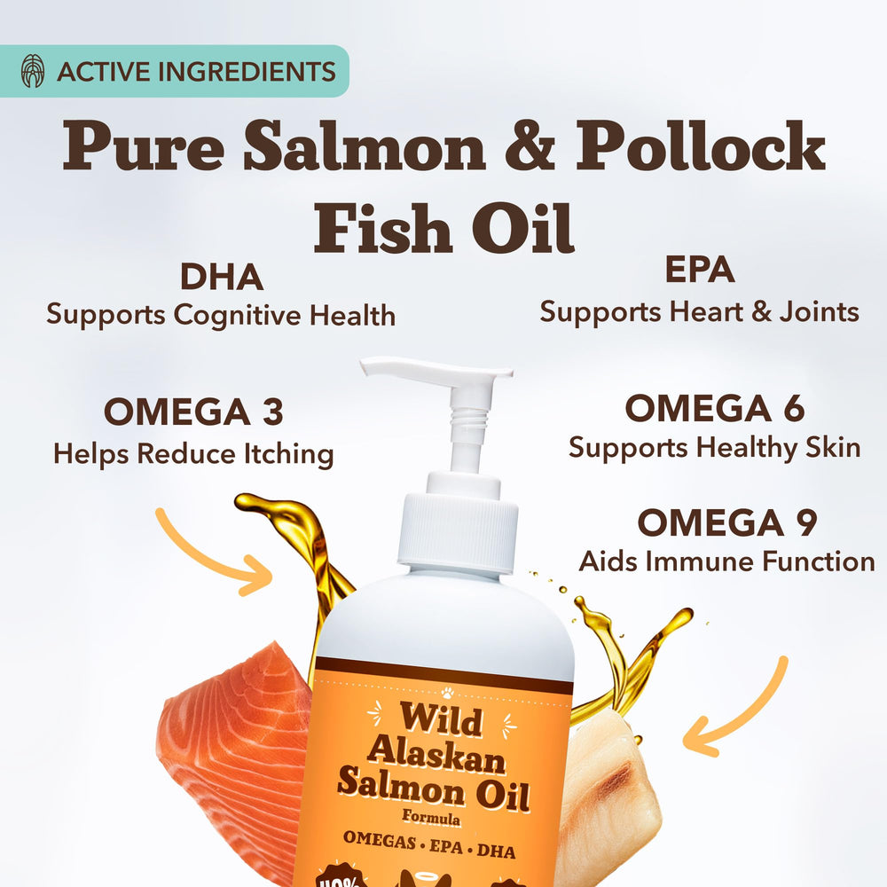 Natural Dog Company aceite salmón Alaska, dosificador para medir dosis diarias, facilita administración.