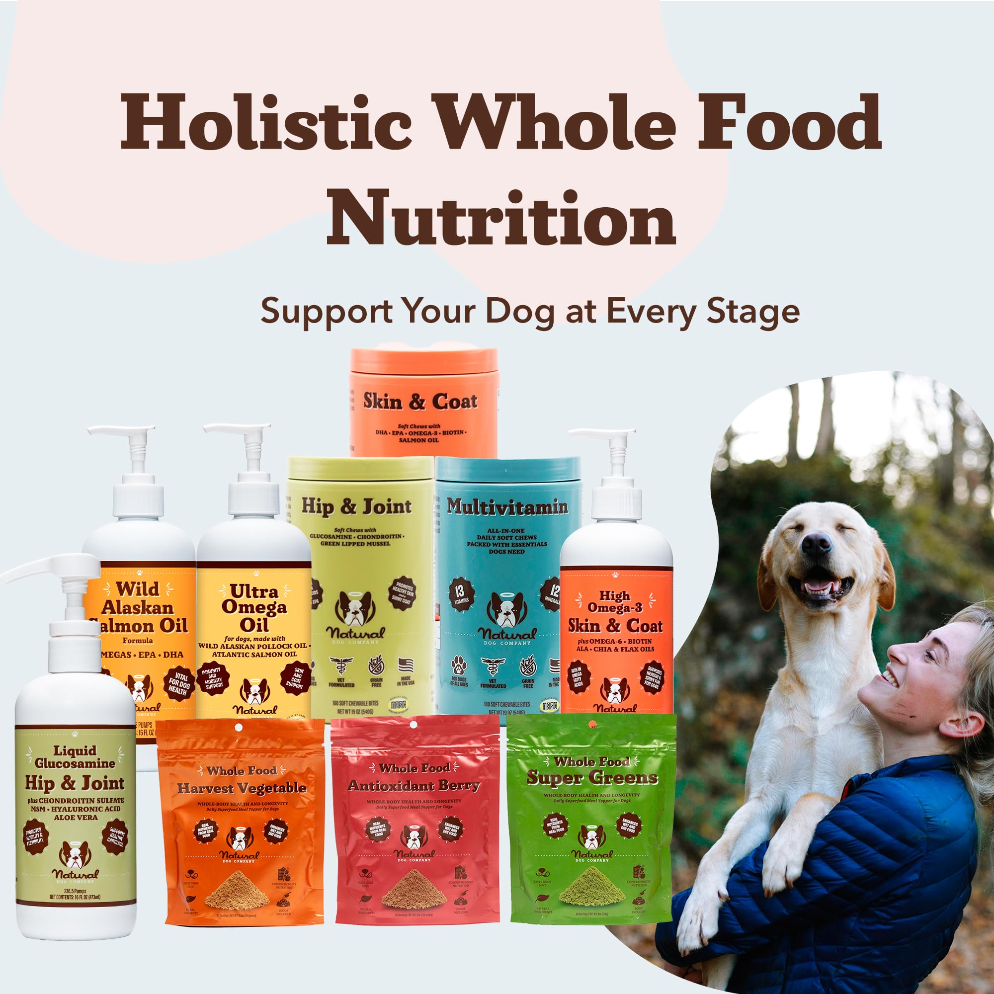 Natural Dog Company cuidado diario para perros felices y activos.