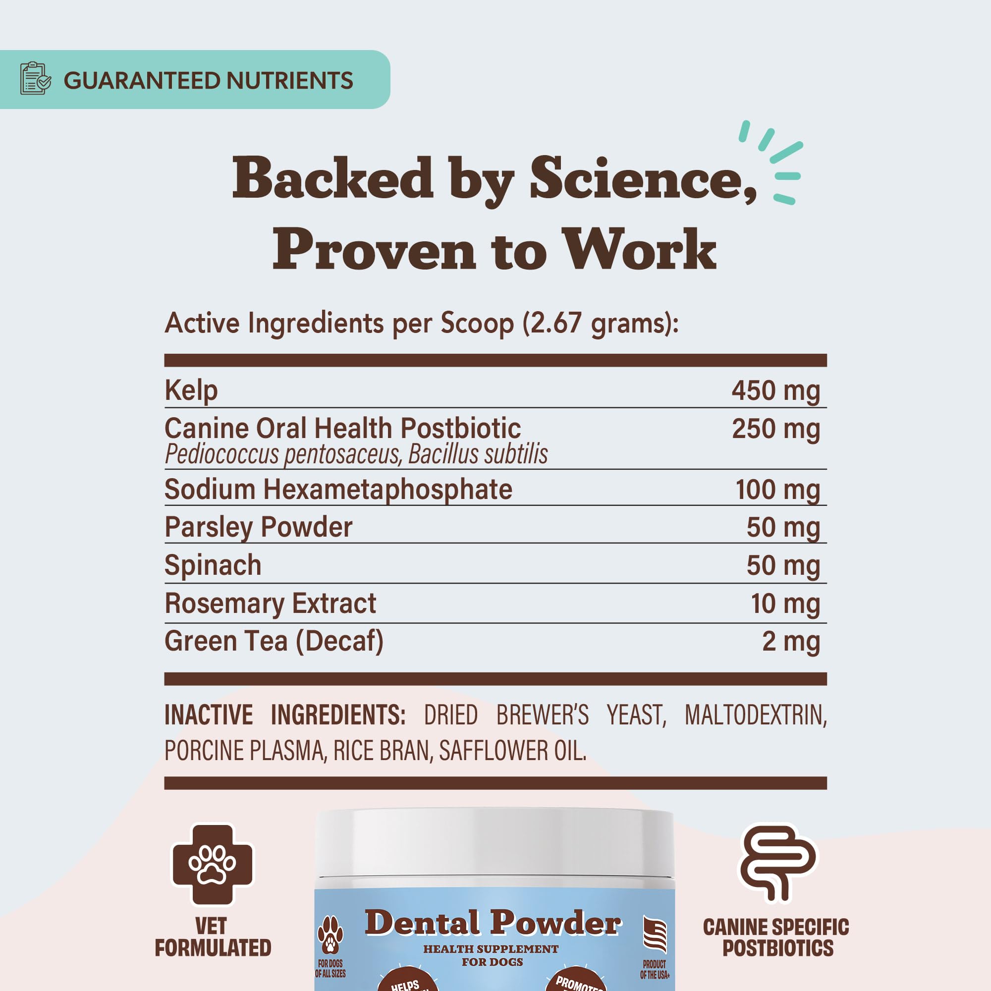 Aplicación diaria sobre comida con polvo dental Natural Dog Company.