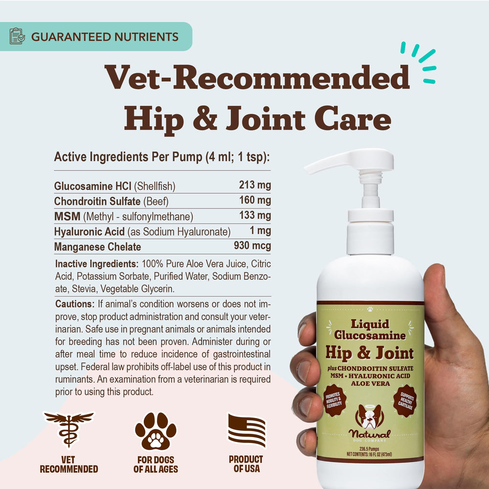 Natural Dog Company glucosamina condroitina MSM para articulaciones.