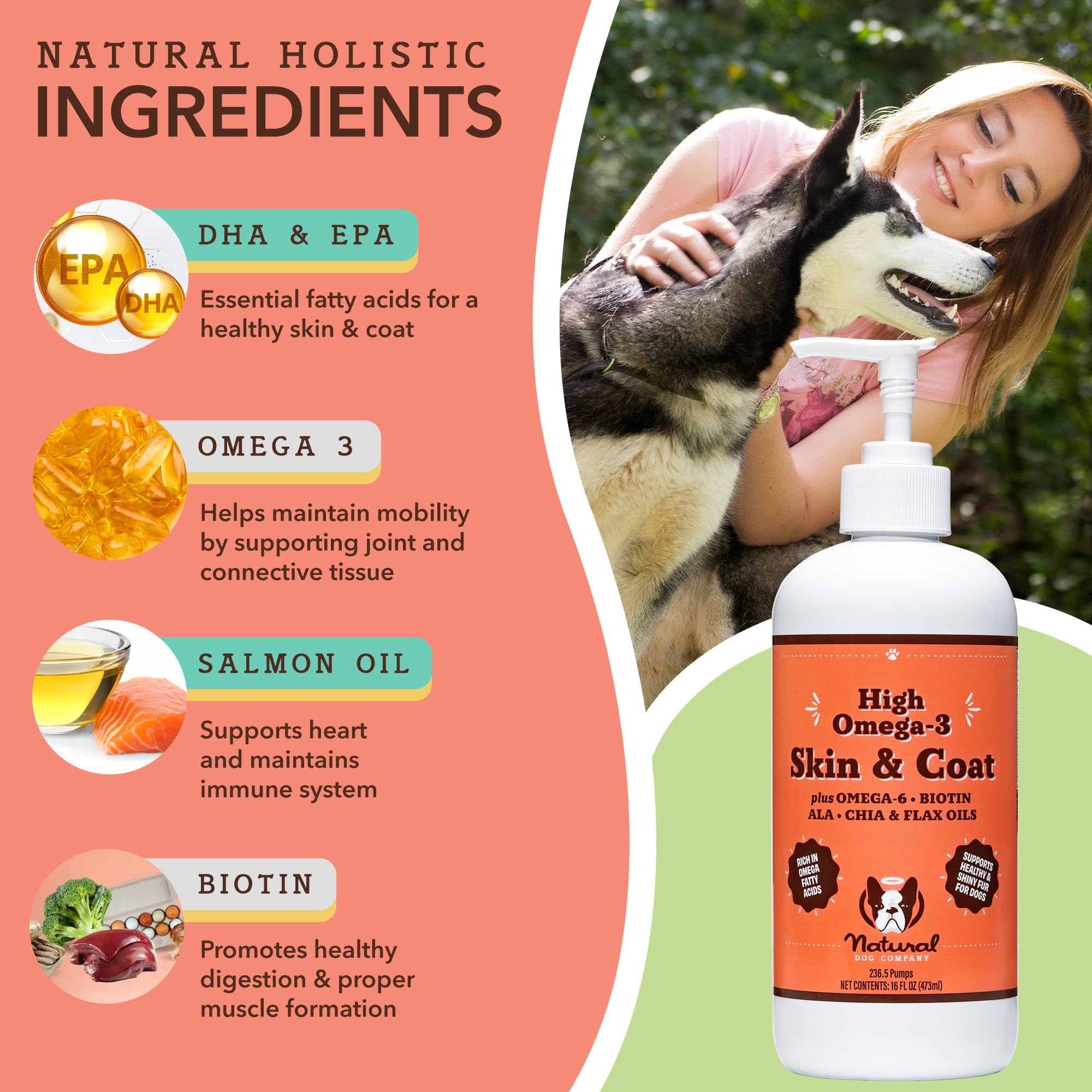 Natural Dog Company glucosamina líquida en botella para movilidad diaria