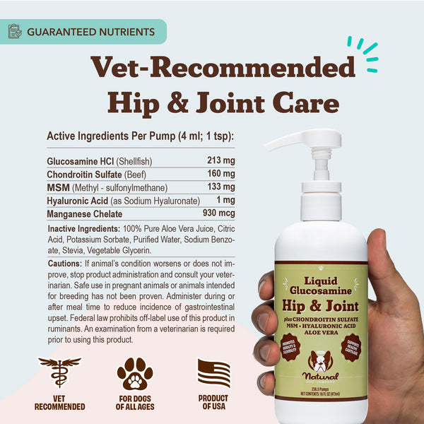 Natural Dog Company glucosamina líquida, uso diario para perros de todas las razas.