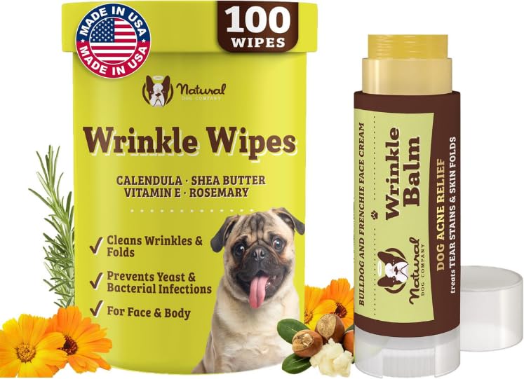 Natural Dog Company bálsamo pliegues perro, cuidado suave para arrugas.