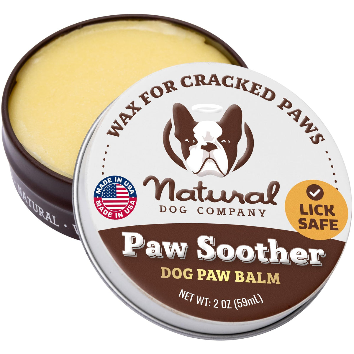 Natural Dog Company Paw Soother en caja, bálsamo para patas que hidrata secas.