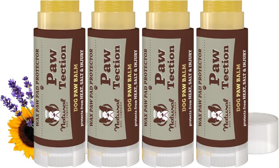 Natural Dog Company PawTection Balm 4pack, empaque portátil para viajes y protección de patas.