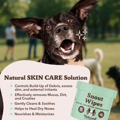 Natural Dog Company Snout Wipes con aceite de Kukui para hidratación suave.