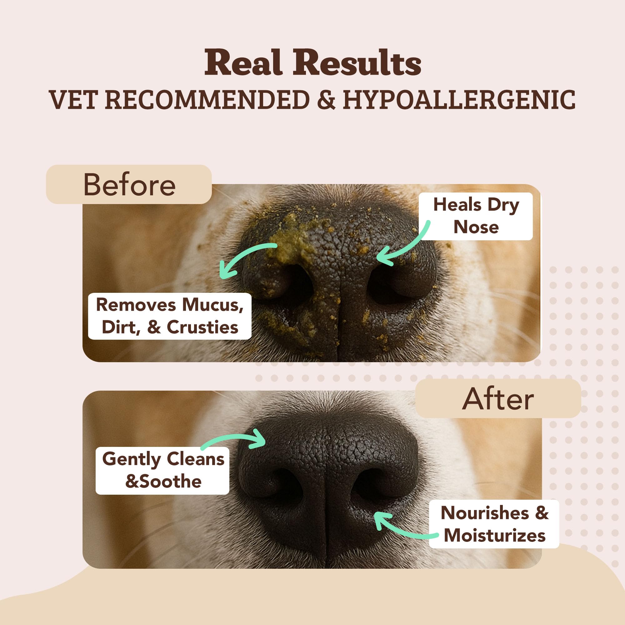 Natural Dog Company Snout Wipes, ingredientes naturales para cuidado suave.