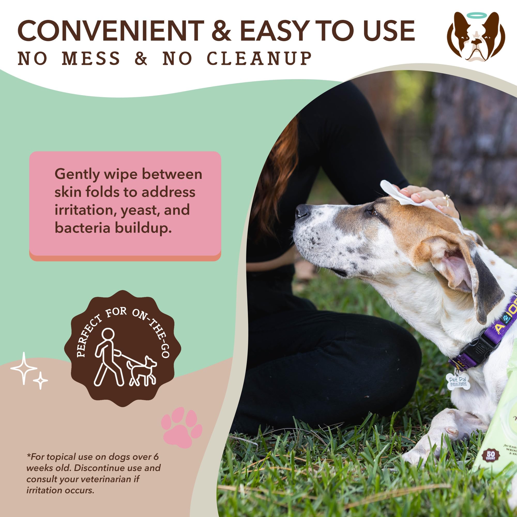 Toallitas XL de Natural Dog Company para orejas, higiene delicada sin irritación.