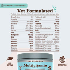 Natural Dog Company Vet Strength Multivitamin, enfoque en articulaciones para movimiento cómodo.