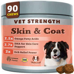 Natural Dog Company Vet Strength Omega mejora piel seca y aporta pelaje más brillante.