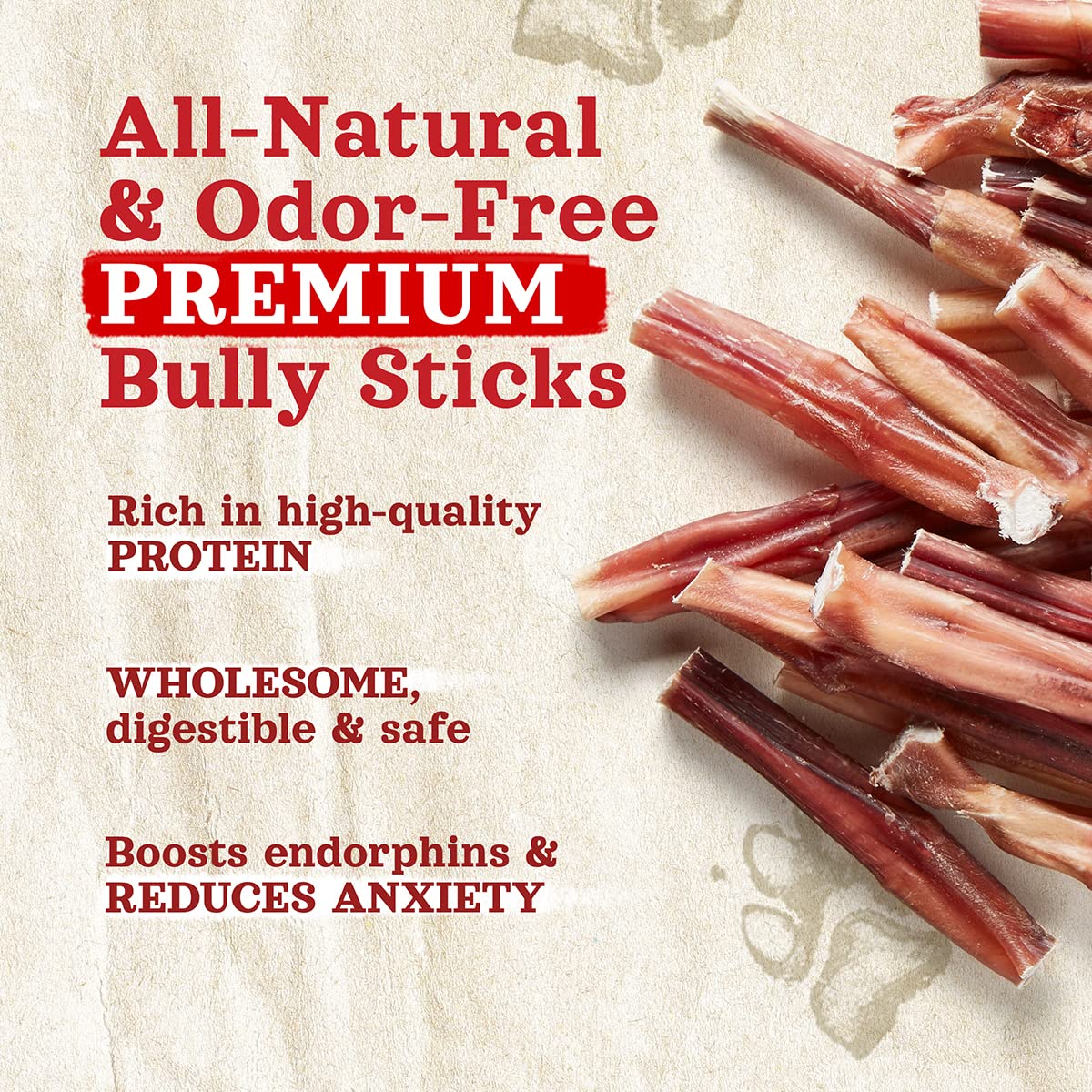 Natural Farm bully-sticks perro mordiéndose 4 pulgadas para masticación saludable